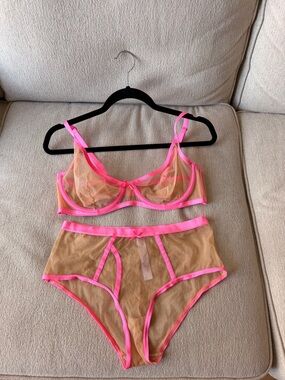 Savage X Fenty Sheer Bra and Brief Panty Lingerie Set